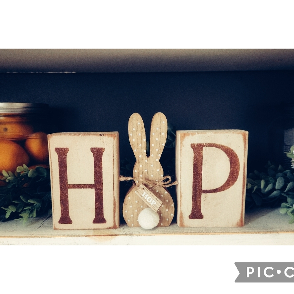 Wooden 'HOP' Easter Decor